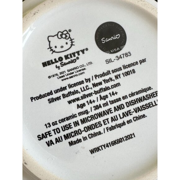 Hello Kitty Script Face Mug | 13 oz Ceramic | Stackable Sanrio Cup | Pre-Loved - Picture 5 of 7